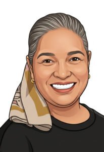 Illustrated portrait of Elibeth Vicente, Teacher’s Assistant at The Edison School