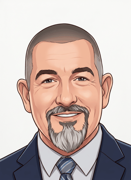Illustrated portrait of Jon Wilson, Head of School at The Edison School